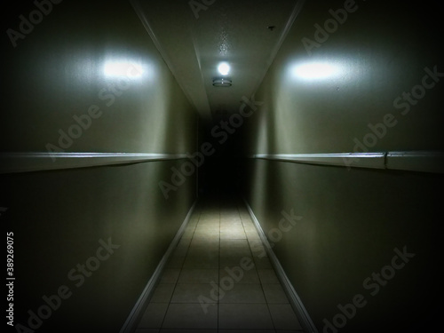 Looking Down a Spooky Dark Hallway 1
