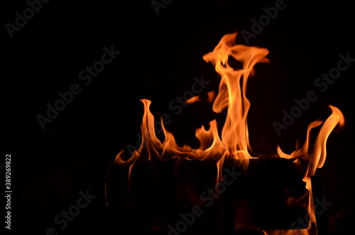 Warm slow fire flames