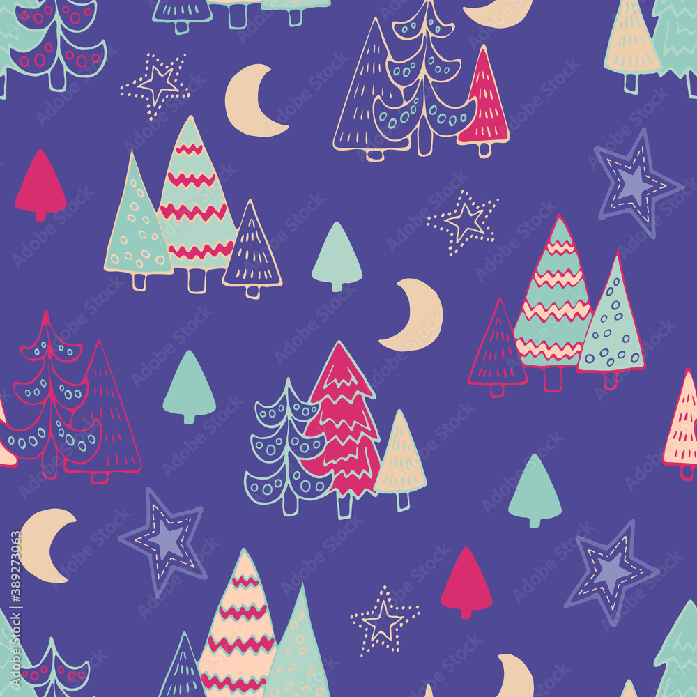 Cute Christmas trees seamless pattern. Vector illustration Cute Christmas trees seamless pattern. Vector illustration