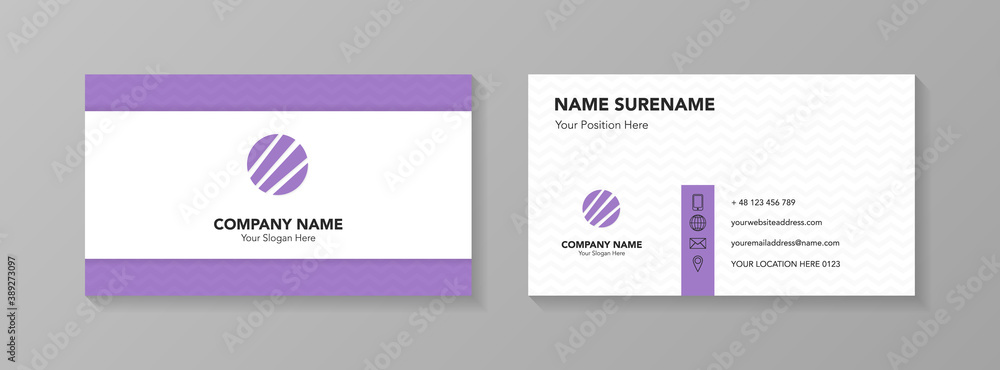 Business card design with icons. Vector