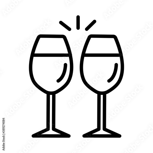 Wine glasses icon on white background, vector illustration © k_tatsiana