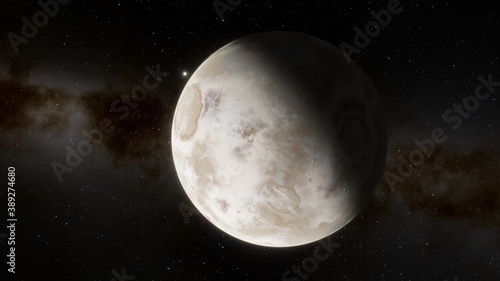 super-earth planet, realistic exoplanet, planet suitable for colonization, earth-like planet in far space, planets background 3d render