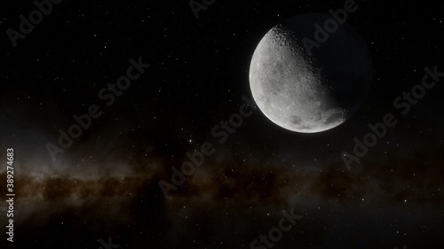 super-earth planet, realistic exoplanet, planet suitable for colonization, earth-like planet in far space, planets background 3d render