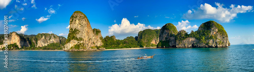 Railay Beach panoramic aerial view  Thailand. It is a small peninsula between the city of Krabi and Ao Nang