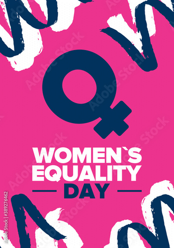 Women's Equality Day in United States. Female holiday, celebrated annually in August 26. Women right history month. Feminism concept. Poster, greeting card, banner and background. Vector illustration