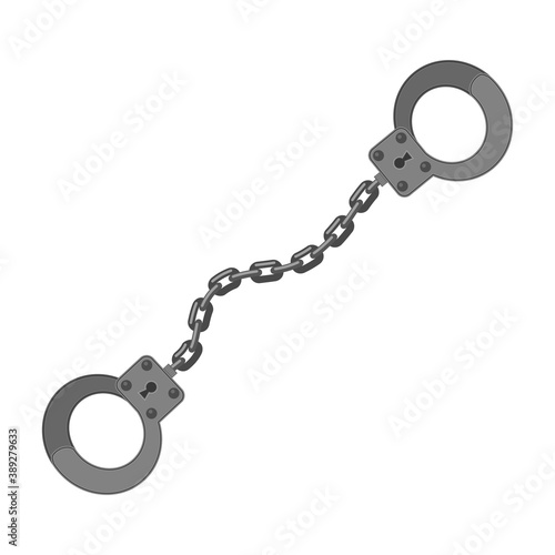 Grey Metal Handcuffs Isolated on White Background.