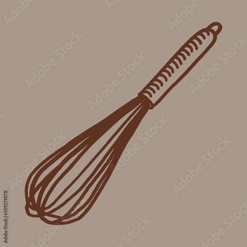 isolated vector icon of a whisk in free hand draw style
