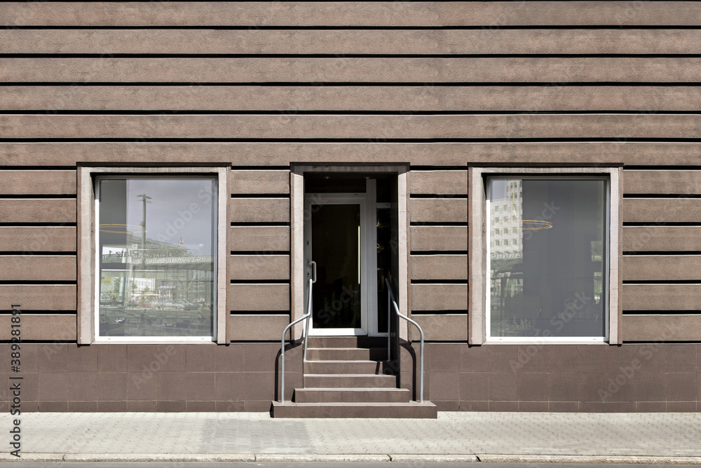 Door of building. Simplistic facade. Door of building. Simplistic facade.