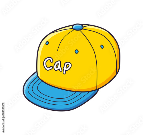 Yellow blue snapback hat baseball cap isolated