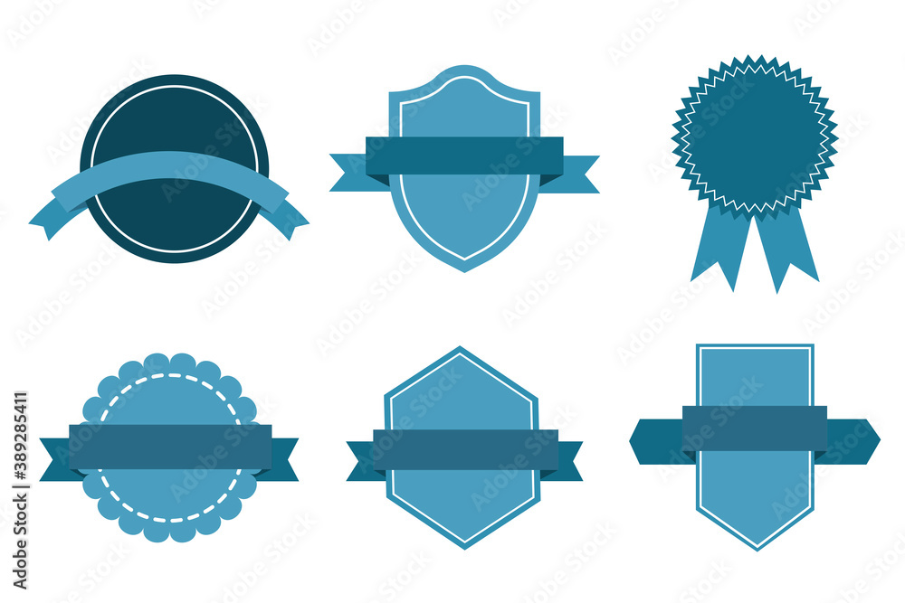 Vector set of blue label with ribbons. Turquoise stripes with ribbons. Stock image. Vector set of blue label with ribbons. Turquoise stripes with ribbons. Stock image.
