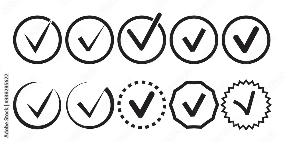 Checkmark icons. tick for a response. Mark as a sign of confirmation. Vector illustration. Checkmark icons. tick for a response. Mark as a sign of confirmation. Vector illustration.
