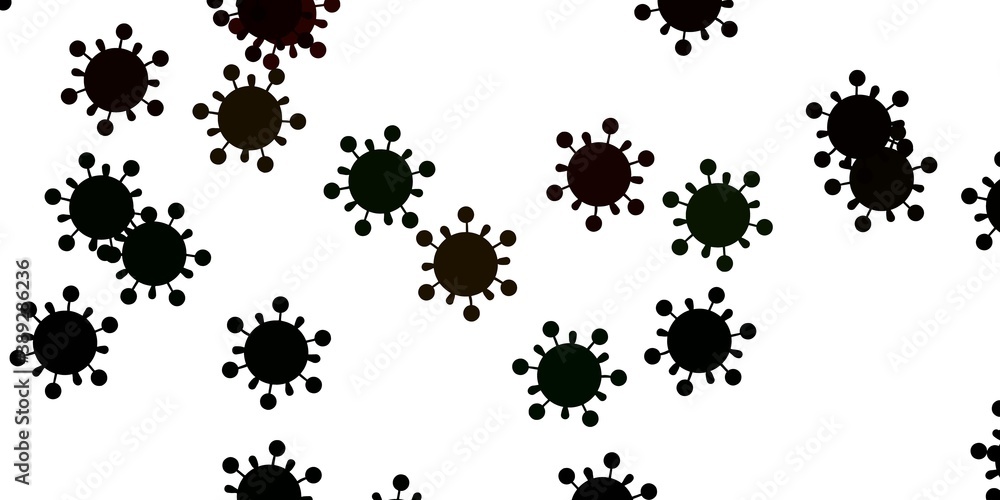 Light green, red vector backdrop with virus symbols.