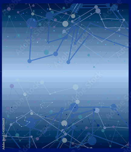 Geometric background of the constellations. Vector texture with many constellations with a gradient background.