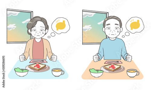 満腹で朝食を食べられない　高齢者