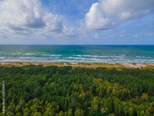 Aerial view of dead grey dunes in Curonian spit, Lithuania