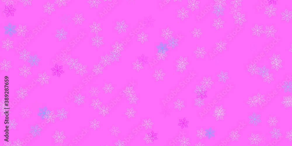 Light pink, blue vector natural artwork with flowers.