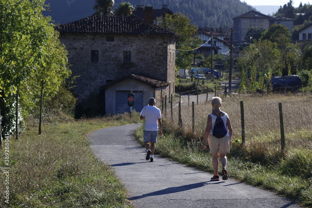 Couple walking in the countryside