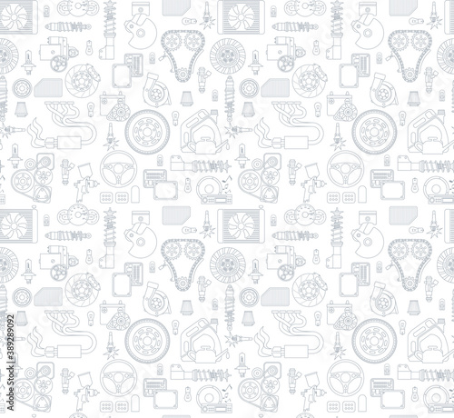 Seamless color gray with car parts and elements