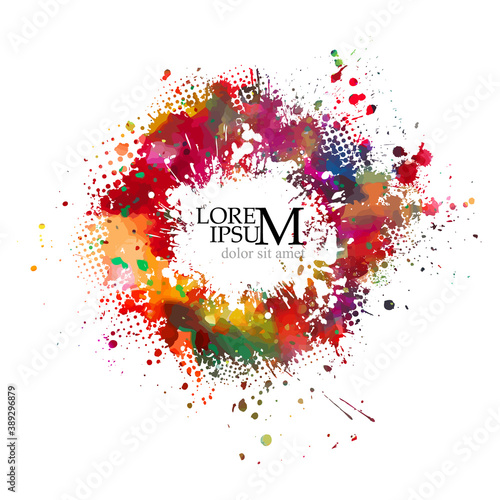 Multi color blots background. Grunge texture stroke line. Art ink dirty design. Border for artistic shape, paintbrush element. Vector illustration