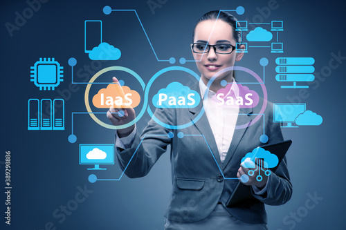 PAAS IAAS SAAS concepts with businesswoman photo