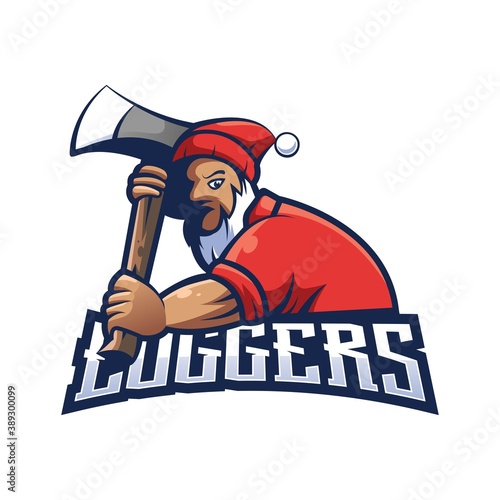 Loggers emblem, label, badge, logo with text. isolated on white background