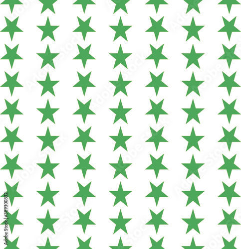 Green stars on white background seamless pattern, holiday theme illustration