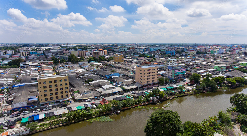 Aerial view, Samut Prakan province in Thailand