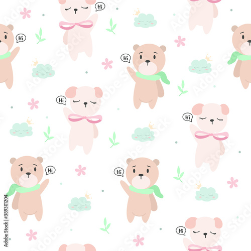 seamless cute animal pattern in pastel colors