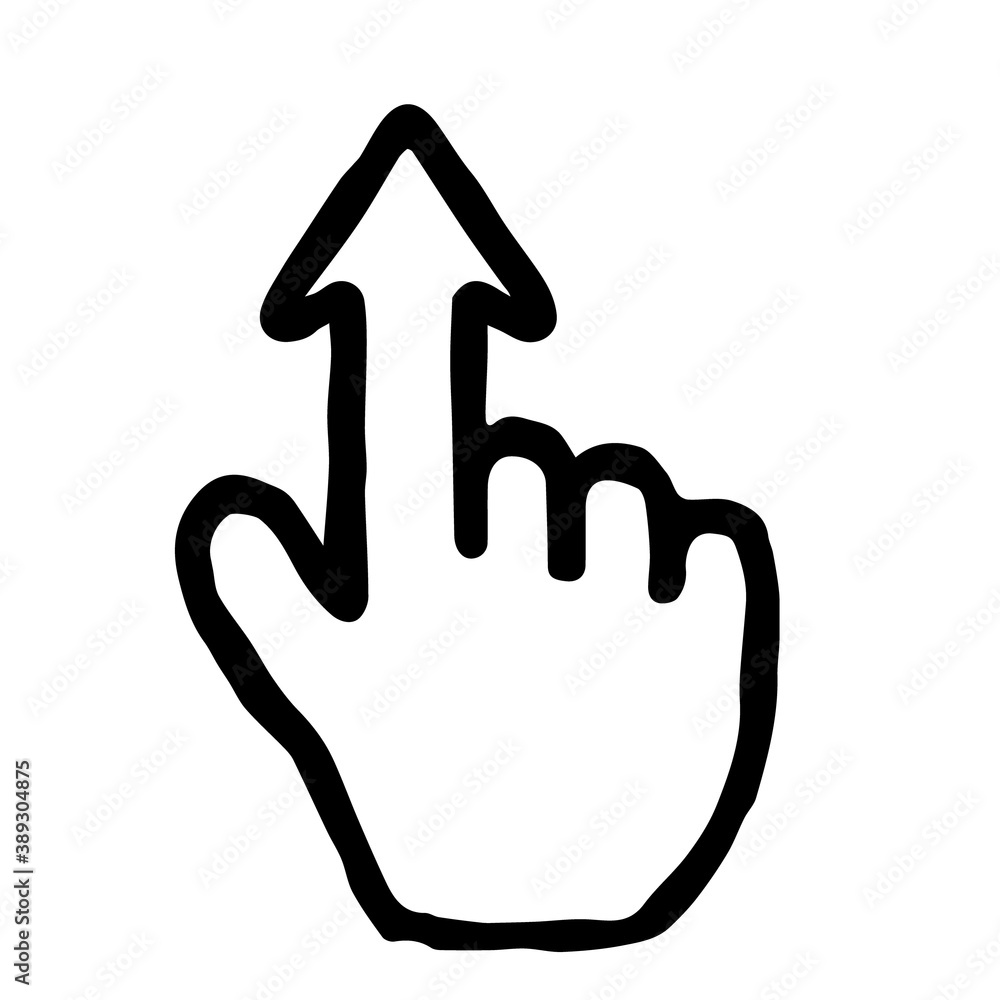 Hand Cursor002 (Arrow) : Doodle Icon: Hand drawn vector Icon like woodblock print Hand Cursor002 (Arrow) : Doodle Icon: Hand drawn vector Icon like woodblock print