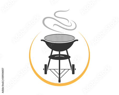 Grill tool pan vector illustration logo