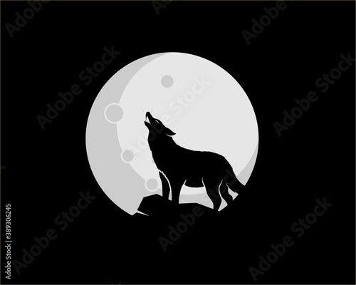 Wolf roaring in the moonlight logo