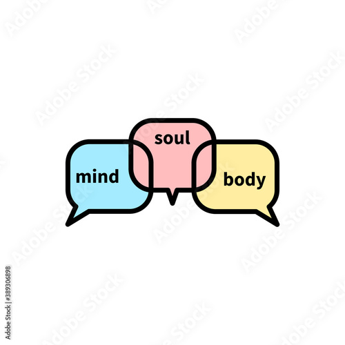 Body, soul and mind logo. Harmony in human life, zen