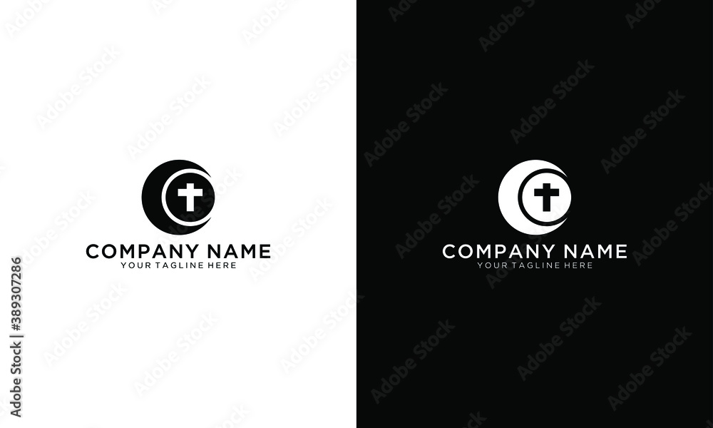 Initial letter C for church logo design, illustration cross symbol. Initial letter C for church logo design, illustration cross symbol.