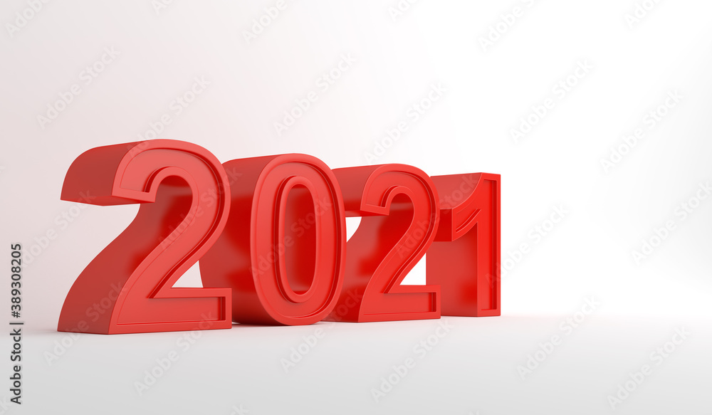 2021 text 3d rendering illustration on white background, Happy new year, copy space 2021 text 3d rendering illustration on white background, Happy new year, copy space