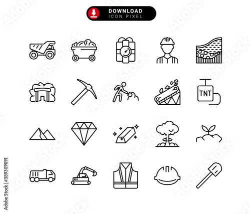 mining outline icon, editable stroke