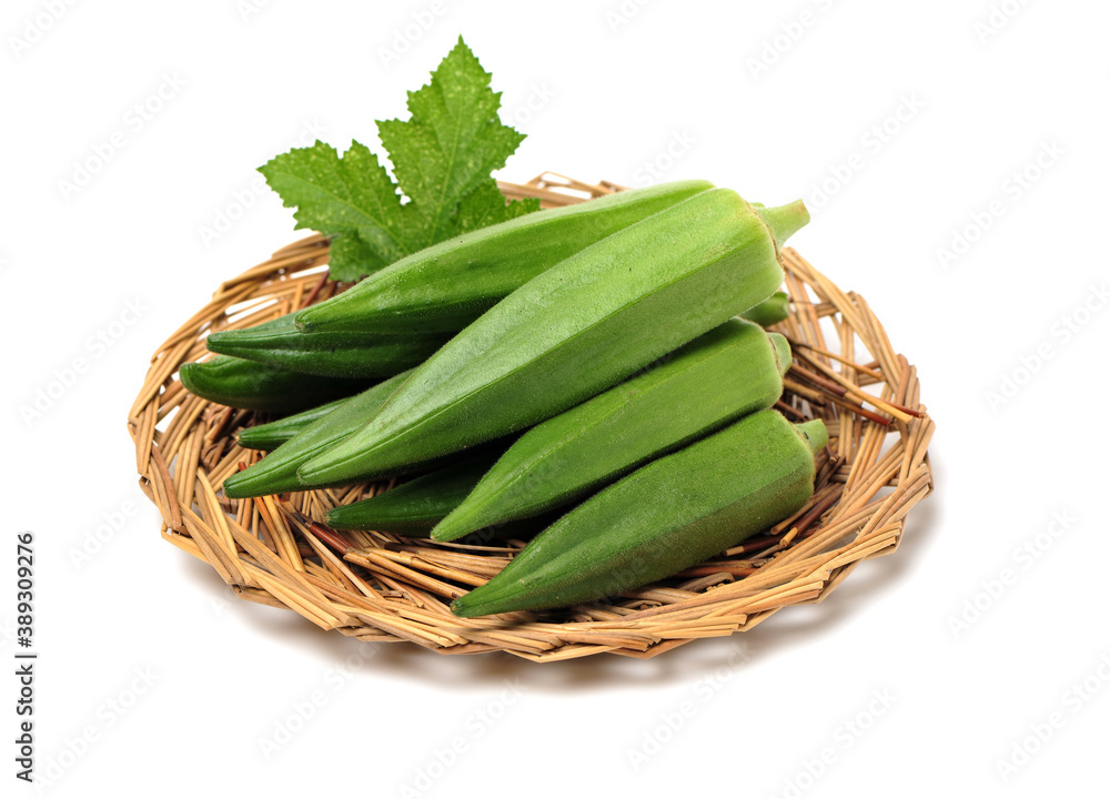 Fresh young okra isolated on white background Fresh young okra isolated on white background