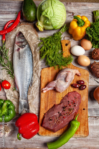 Chicke, Fish And Vegetables