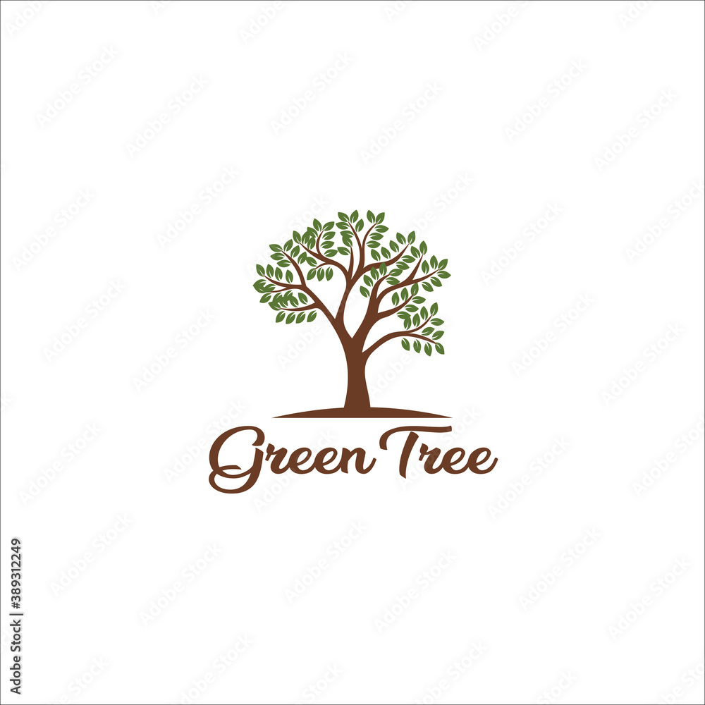 Obraz premium oak tree logo design template silhouette vector icon