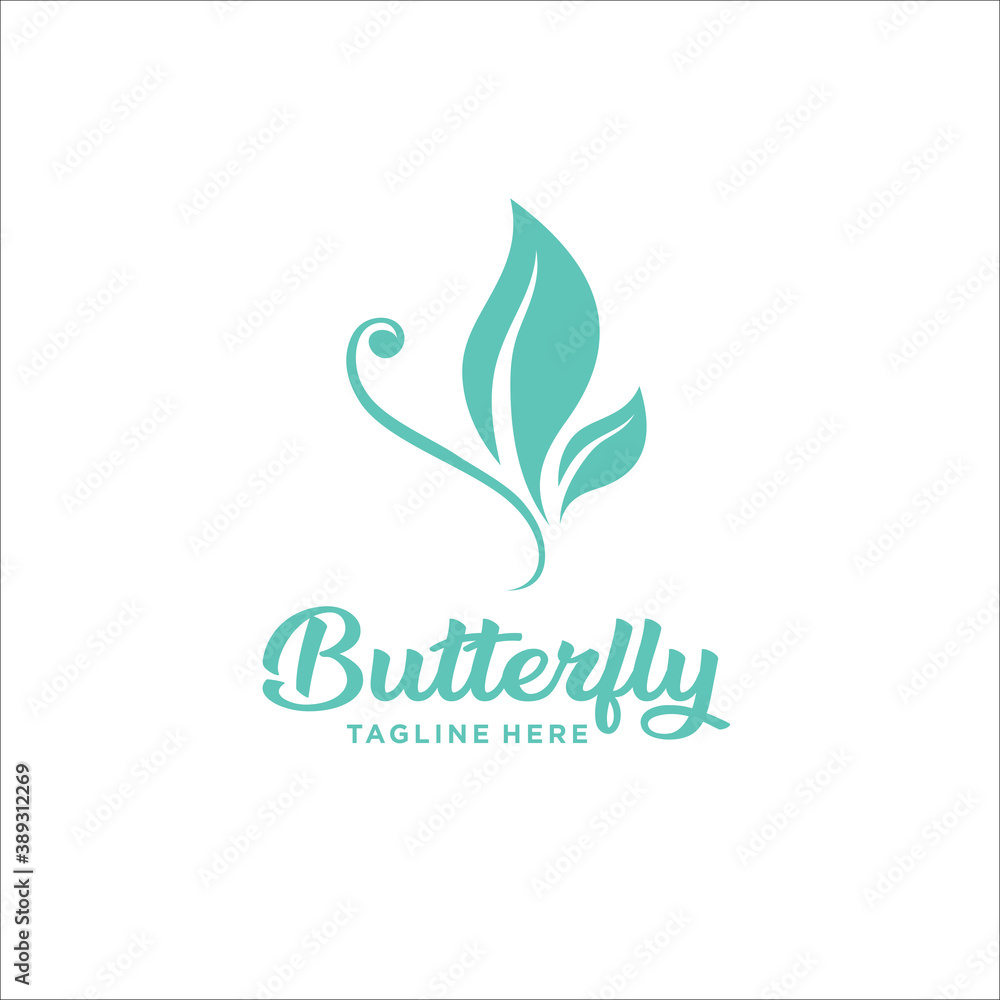 Fototapeta premium butterfly leaf logo design template silhouette vector icon