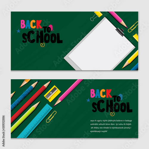 Back to school vector design concept made from pencils. modern design template with school accessories EPS10.