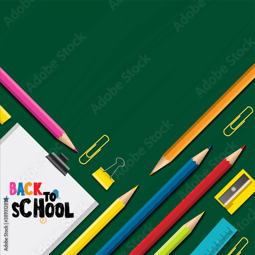Back to school vector design concept made from pencils. modern design template with school accessories EPS10.