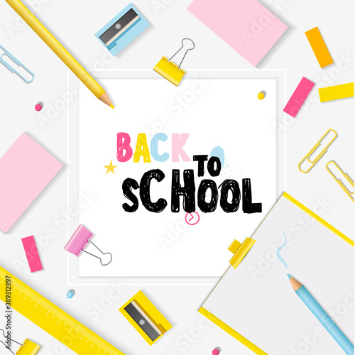 Back to school vector design concept made from pencils. modern design template with school accessories EPS10.
