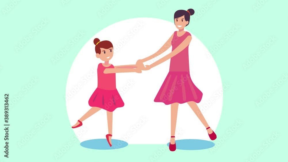 Little girl learning dances ballet with her teacher Little girl learning dances ballet with her teacher