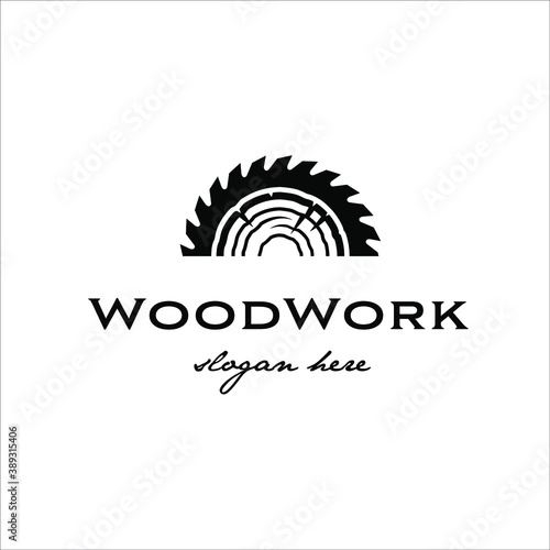 Wood saw with wood log texture in the middle
