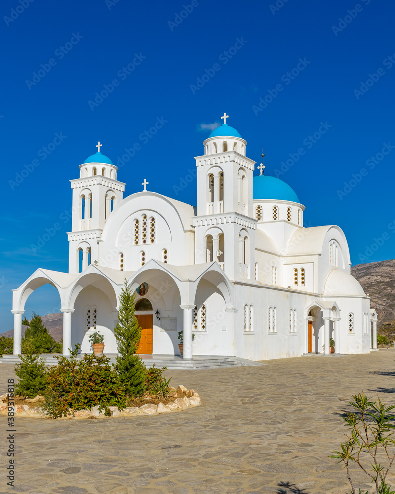 Traditional Cycladitic christian church Agios Arsenios in  Paros island, Greece.