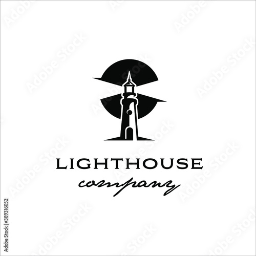 Lighthouses and the moon rising behind