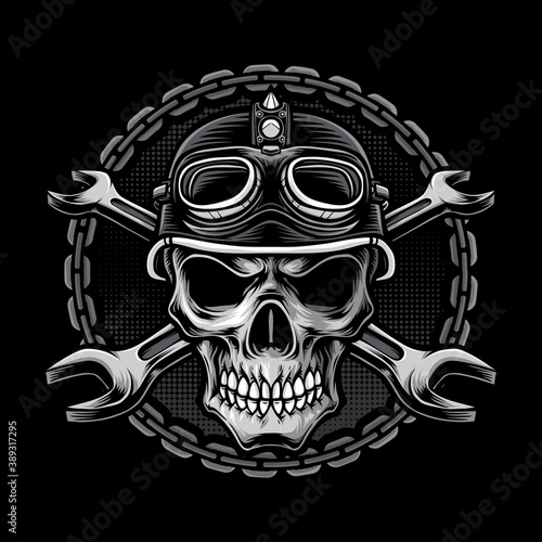 skull biker head vector logo