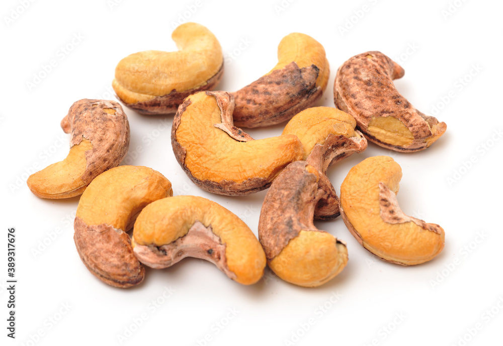 cashew nuts on white background cashew nuts on white background