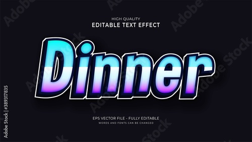 dinner graphic style effect  editable 3d text style effect