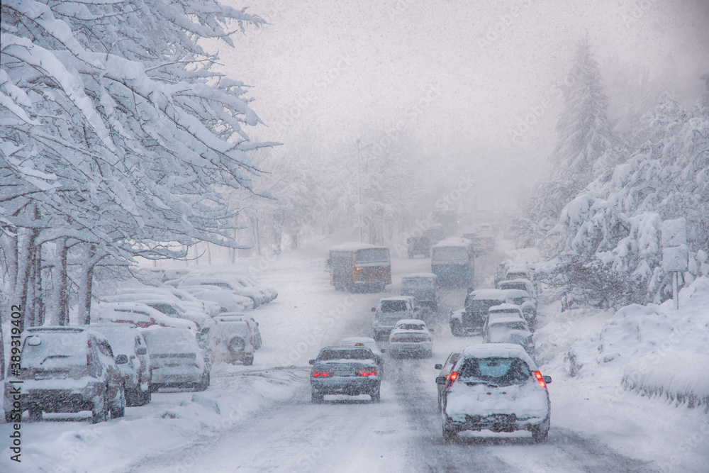 snowstorm and poor visibility